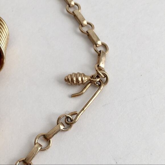 Vintage Chunky Gold Chain Necklace Love Knot Woven 60’s Retro Statement 16” Long - Picture 5 of 6